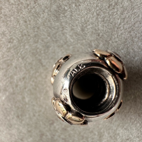 Pandora Silver and Gold Bracelet Charm with Floral Design - Picture 6 of 8